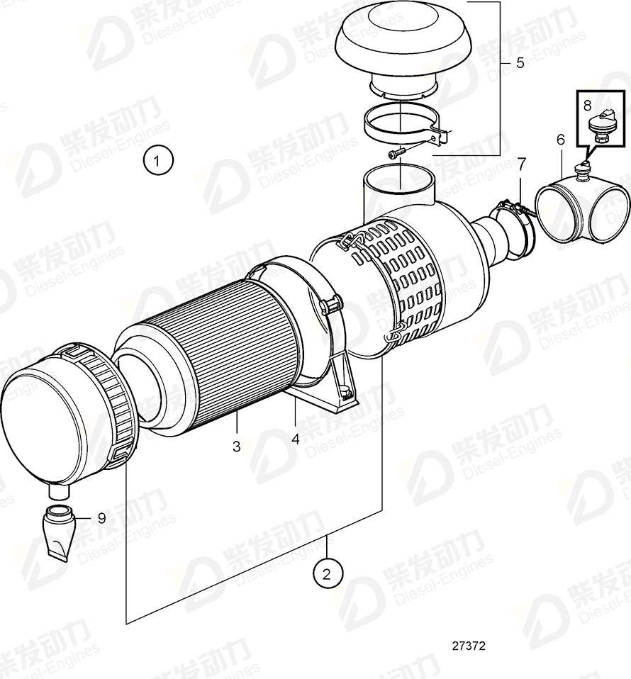 volvo penta Rain cap 3842053 Drawing